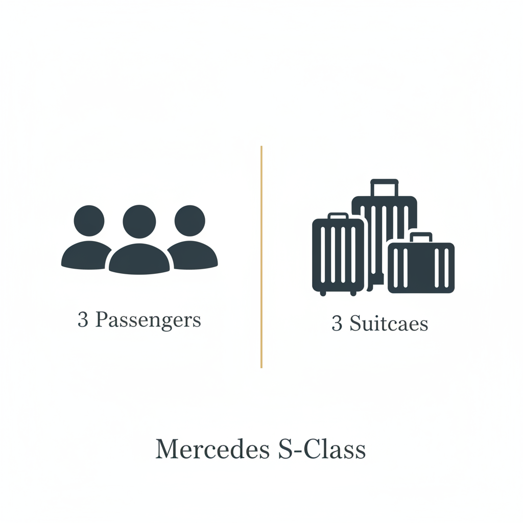 Mercedes S-Class capacity — Up to 3 passengers